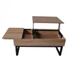 Image de Table basse avec plateau relevable, effet bois et pieds métal noir