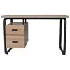 Image de Bureau avec 2 tiroirs effet bois clair et pieds métal noir