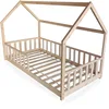 Image de Lit cabane avec sommier et barrière naturel 90x190