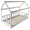 Image de Lit cabane avec sommier et barrière blanc 90x190