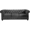 Image de Canapé fixe velours 3 places gris anthracite