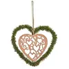 Image de Suspension de noël coeur avec pin en bois beige et marron H20