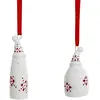 Image de Set de 2 suspensions père-noël décoratives en grès blanc et rouge H9