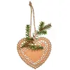 Image de Suspension de noël coeur avec pin en bois beige et marron H20