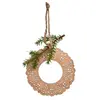 Image de Suspension de noël rond avec pin en bois beige et marron H20