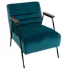 Image de Fauteuil relax en velours et métal noir bleu canard