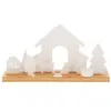 Image de Bougeoir village de noël blanc en porcelaine
