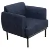 Image de Fauteuil contemporain en tissu bleu et pieds en métal noir