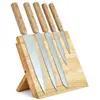 Image de Set de 5 couteaux et support magnétique beige