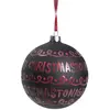 Image de Boule de noël à écritures merry xmas en verre noir et rouge D10