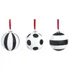 Image de Set de 3 boules décoratives de noël à motif en verre noir et blanc D8