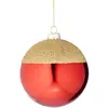 Image de Boule de noël bicolore décorative en verre rouge et doré D10