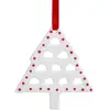 Image de Suspension décorative sapin de noël en grès blanc et rouge H9