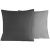 Image de 2 taies d'oreiller bicolores en percale anthracite/gris 65x65 cm
