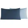 Image de 2 taies d'oreiller bicolores en percale indigo/nuage 50x70 cm
