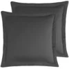 Image de 2 taies d'oreiller rayées en satin de coton anthracite 65x65 cm