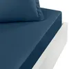 Image de Drap housse en percale bonnet 40cm indigo 160x200 cm