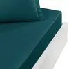Image de Drap housse en percale bonnet 40cm petrol 160x200 cm
