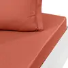 Image de Drap housse uni en satin de coton terracota 140x200 cm