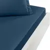 Image de Drap housse en percale de coton indigo 200x200 cm