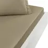 Image de Drap housse en percale de coton taupe 140x190 cm