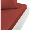 Image de Drap housse en percale de coton terracota 200x200 cm
