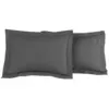 Image de Llot de 2 taies d'oreiller en percale de coto anthracite 50x70 cm