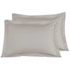 Image de Llot de 2 taies d'oreiller rayées en satin de taupe 50x70 cm