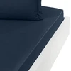 Image de Drap housse uni en satin de coton marine 160x200 cm