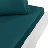 Image de Drap housse en percale de coton petrol 90x200 cm