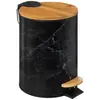 Image de Poubelle de salle de bain - effet marbre métal noir 16x26 cm