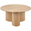 Image de Table basse ronde aspect bois avec piètement cylindrique naturel 80 x
