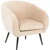 Image de Fauteuil en velours côtelé avec dossier enveloppant beige 74 x 70