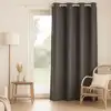 Image de Rideau enduit - effet lin occultant 100% polyester gris 140x260 cm
