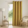 Image de Rideau enduit - effet lin occultant 100% polyester jaune ocre 140x260
