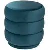 Image de Pouf rond en velours bleu canard ø 40x40 cm