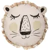 Image de Coussin rond lion franges D38cm