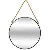 Image de Miroir rond métal noir et corde diamètre 38cm