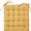 Image de Galette de chaise imprimée et matelassée à nouettes coton jaune ocre