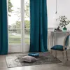 Image de Rideau en velours occultant polyester bleu canard 140x260 cm