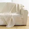Image de Plaid à franges en coton uni coton blanc 150x125