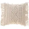 Image de Coussin déhoussable avec franges et macramé coton naturel 40x40 cm