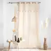 Image de Rideau à oeillets avec top métallisé et pompons coton/polyester naturel
