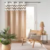 Image de Rideau en coton motif chevrons et pompons camel 140x240 cm