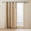 Image de Rideau à oeillets avec haut à carreaux et pompons en polycoton coton