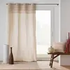 Image de Rideau à oeillets en poly-coton avec bande brodée coton naturel 140 x