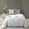 Image de Parure de lit 3 pièces motif feuillages housse + taies coton naturel