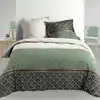 Image de Parure de lit percale de coton vert 260x240 cm