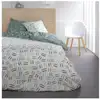 Image de Parure de lit coton 2 personnes imprimé rayures 220x240 cm blanc
