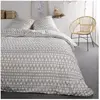 Image de Parure de lit coton 2 personnes imprimé ethnique 240x260 cm gris